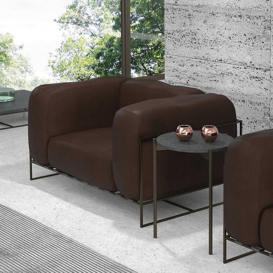 Mobilier spHaus Fauteuils D'Exterieur | Kepler 22 Fauteuil En Cuir Marron