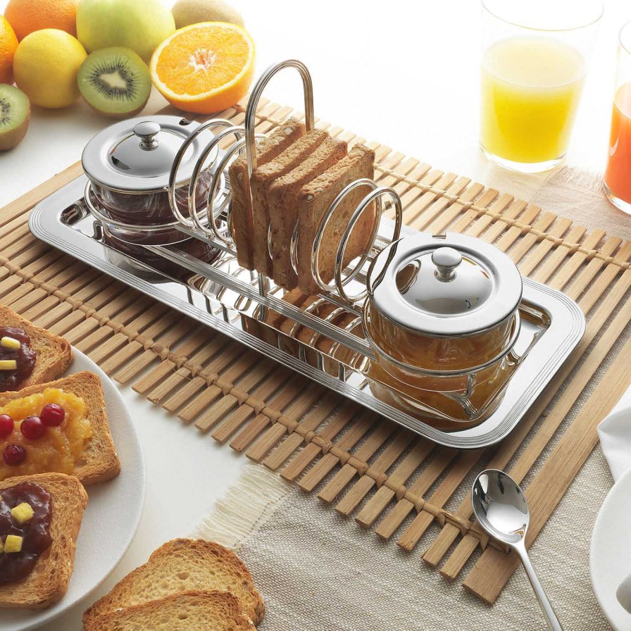 Arts De La Table Greggio Accessoires De Cuisine | Set De Petit-Dejeuner Compose D'Un Porte-Tartine Et De 2 Pots De Confiture