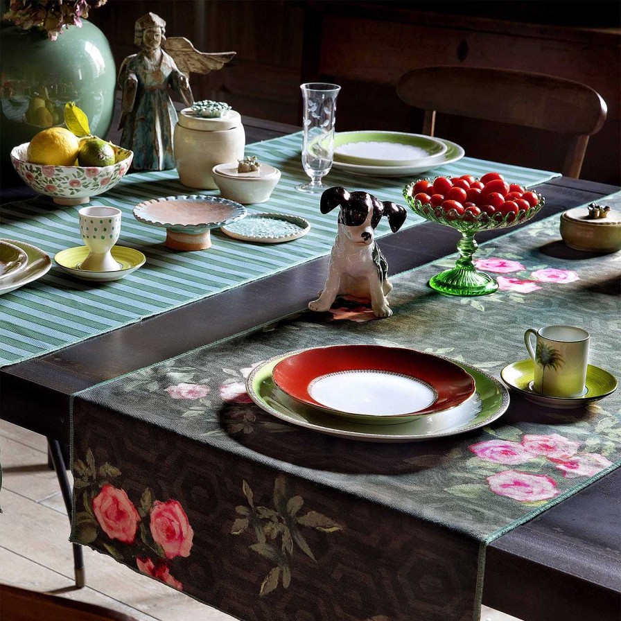 Arts De La Table Carlotta Oddone Chemins De Table | Chemin De Table Vie En Rose Floral Asphalt-Gray