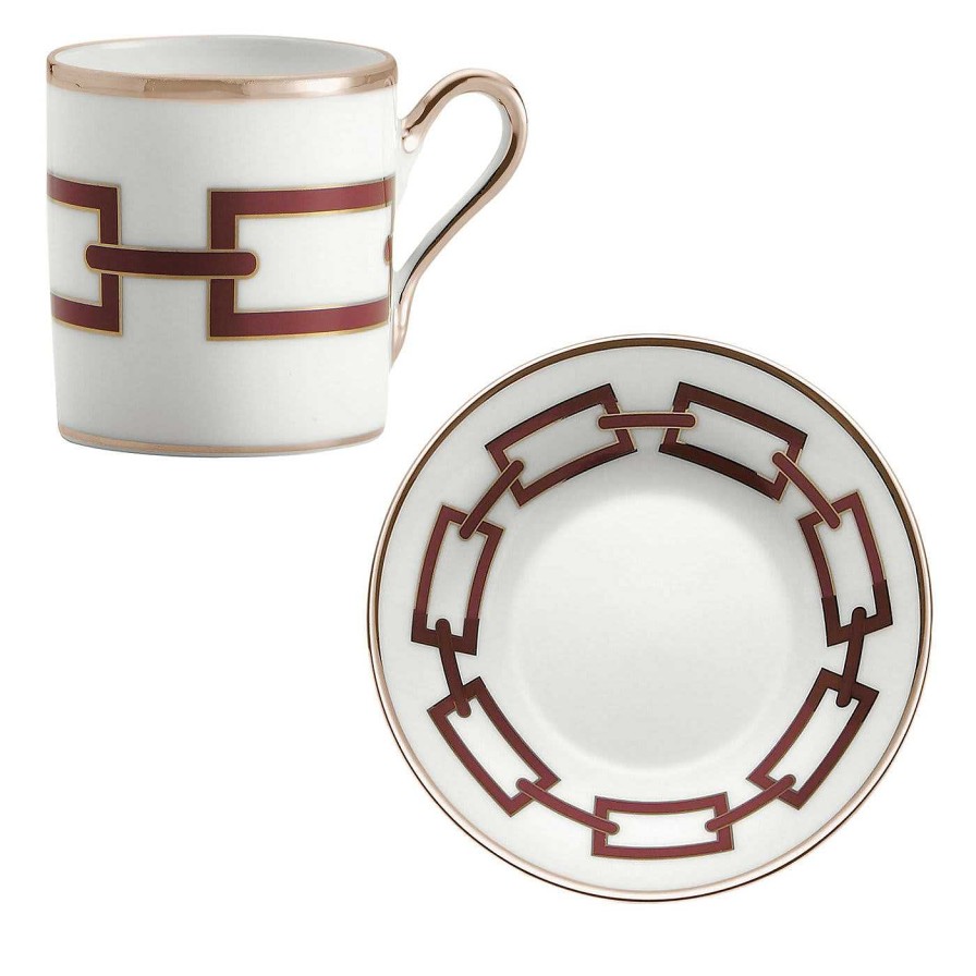 Arts De La Table GINORI 1735 Tasses A Cafe Et A The | Catene Scarlatto Set Of 2 Espresso Cups And Saucers By Gio Ponti