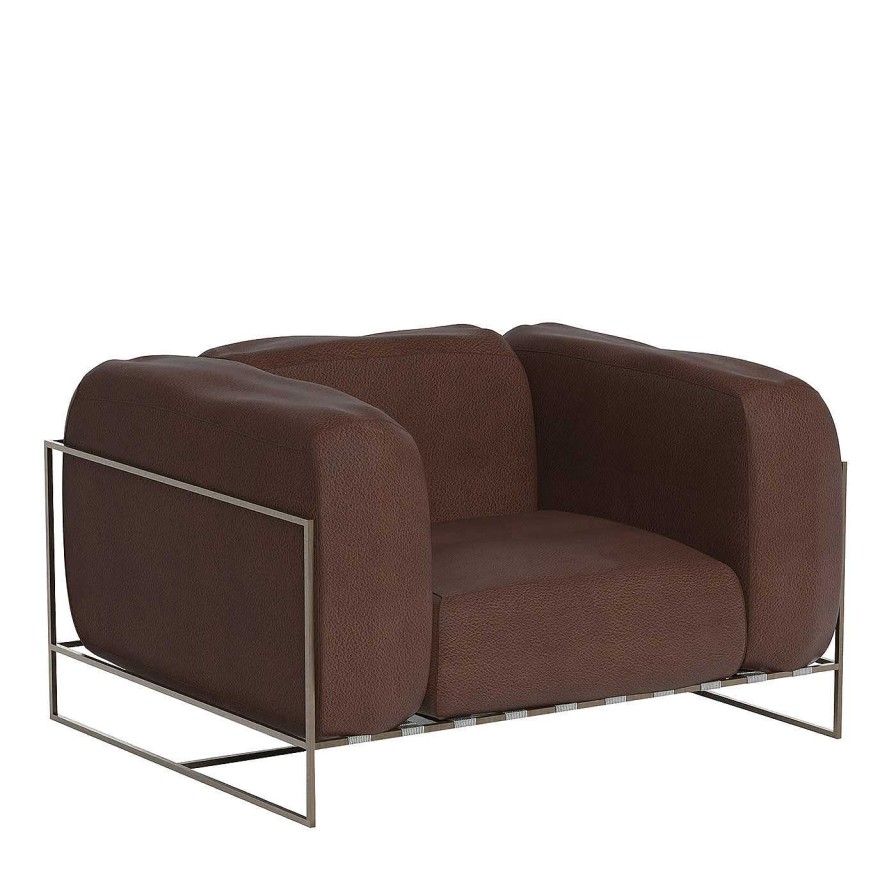 Mobilier spHaus Fauteuils D'Exterieur | Kepler 22 Fauteuil En Cuir Marron