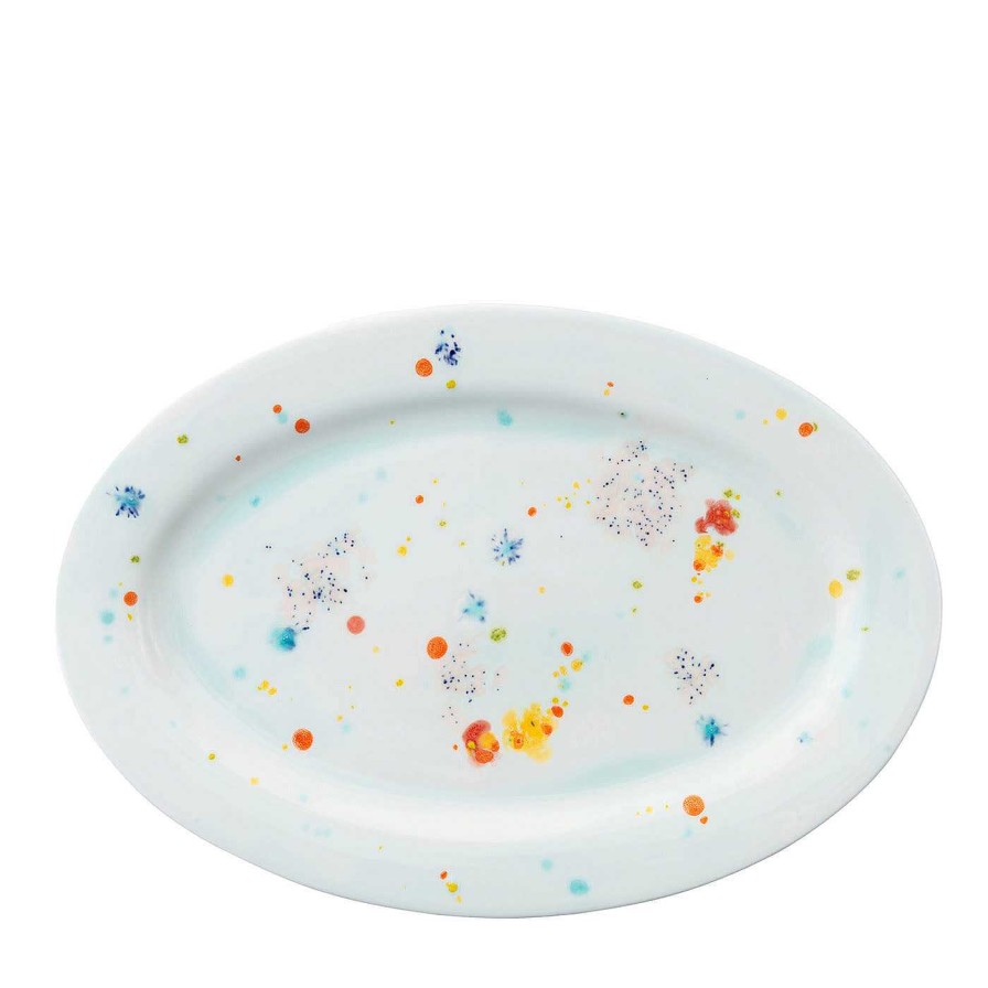 Arts De La Table Coralla Maiuri Plats De Service | Assiette Ovale Blue Seabed