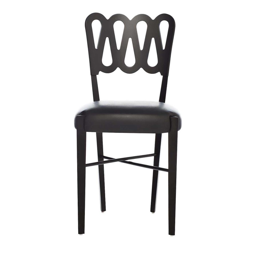 Mobilier BBB Italia Chaises | Ponti 969 Chaise En Cuir Noir De Gio Ponti