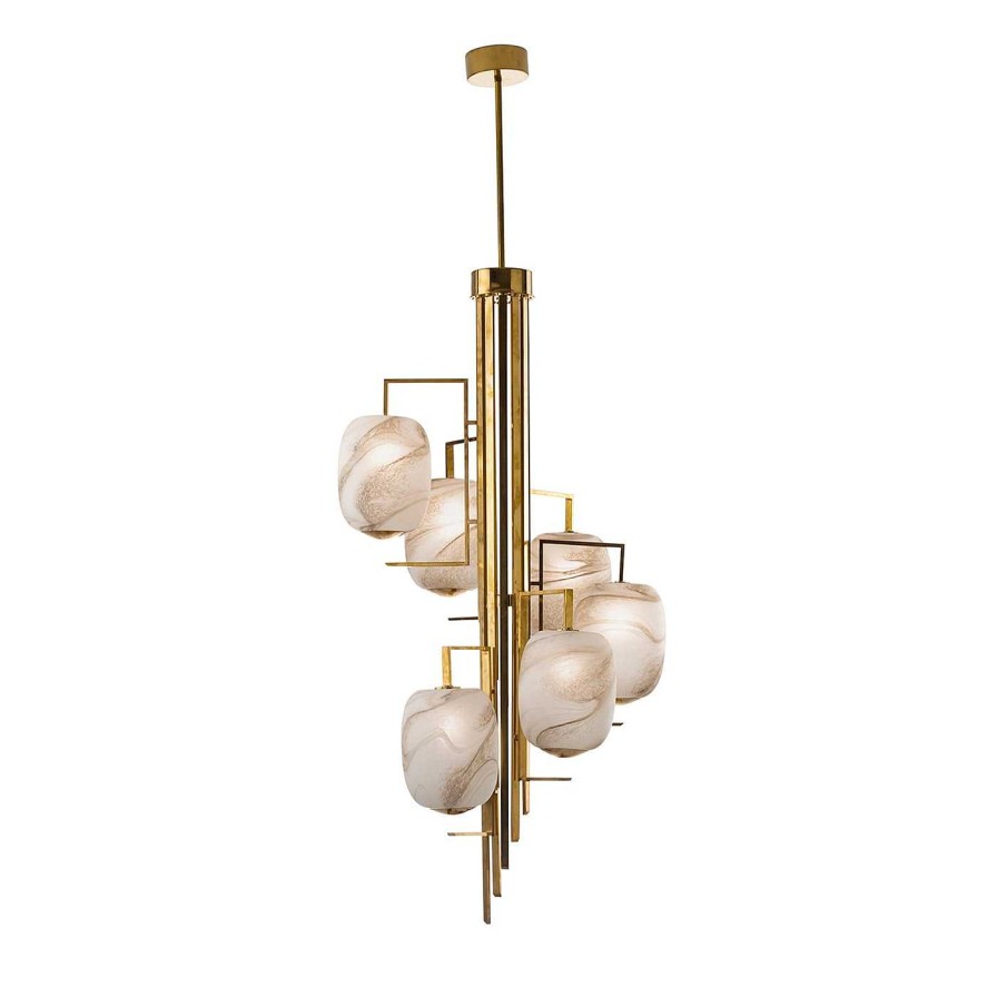 Eclairage Villari Home Couture Suspensions | Lustre A 6 Lumieres Roma Alabaster