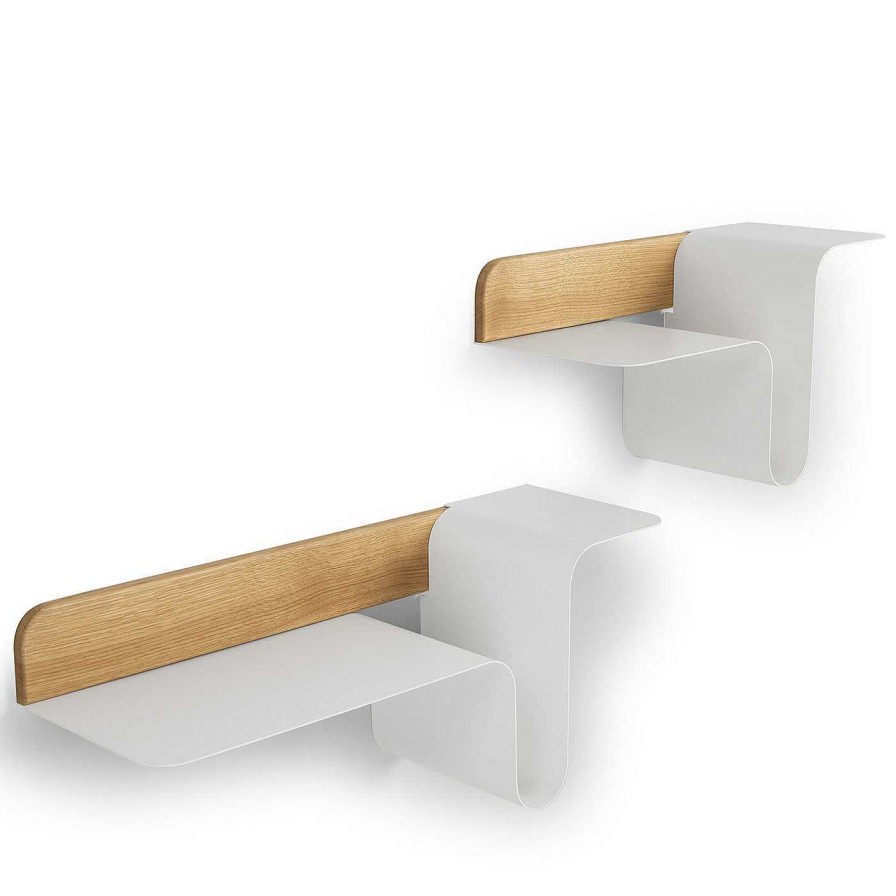 Mobilier 1 Etageres | Ensemble De 2 Etageres Blanches Wave