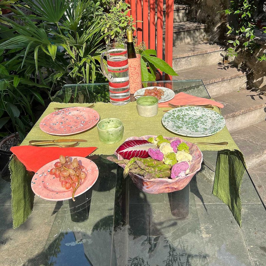 Arts De La Table Giovanna La Falce Assiettes A Dessert | Assiette A Fruits Tachetee De Corail