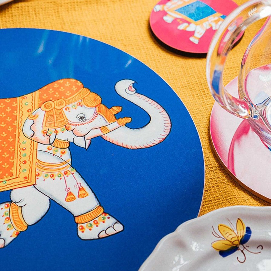 Arts De La Table Compagnia dell'Elefante Sets De Table | Elephant Set Of 2 Blue Placemats