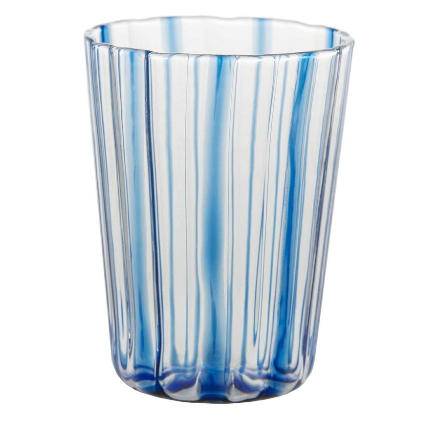 Arts De La Table Tuttoattaccato Verres Et Gobelets | Impilabile Verre A Rayures Bleues