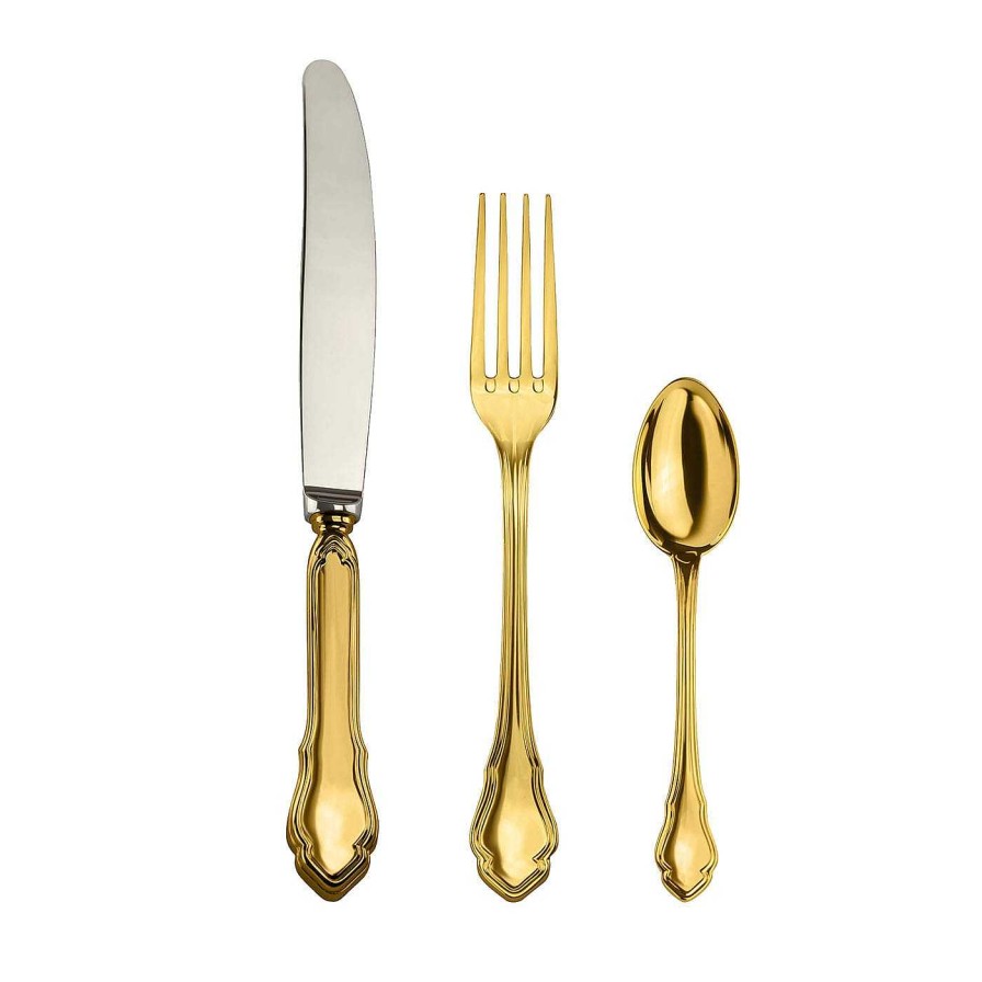 Arts De La Table Zanetto Menageres | Set De Couverts 3 Pieces Barocco 2 Golden Fruit