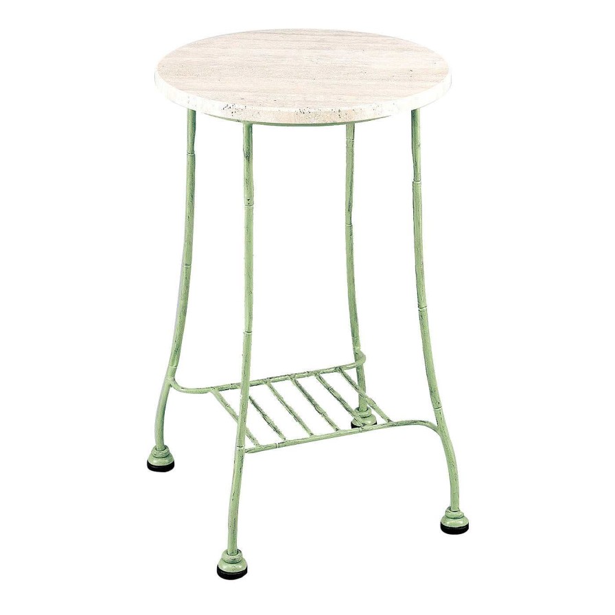 Mobilier Officina Ciani Tables A Cafe D'Exterieur | Table D'Appoint En Fer Forge Vert Pour L'Exterieur En Bambou