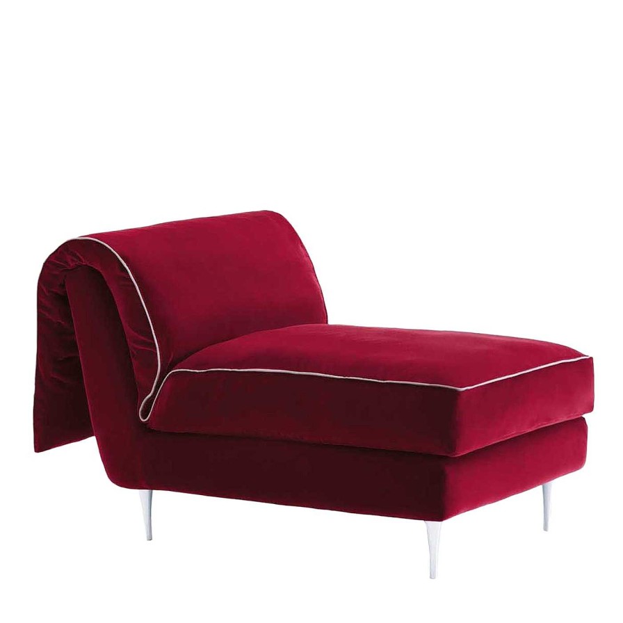 Mobilier Biosofa Meridienne | Lit De Jour Casquet Mini En Velours Rouge Passion