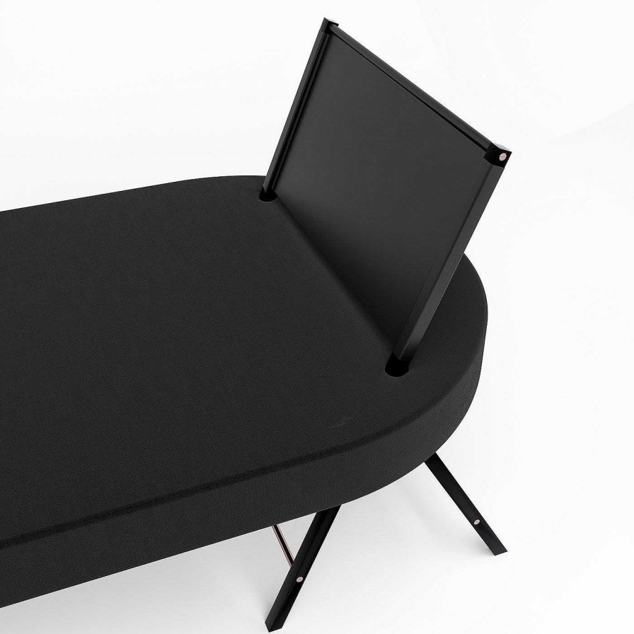 Mobilier Chiara Viale Meridienne | Lit De Repos Double En Cuir Noir