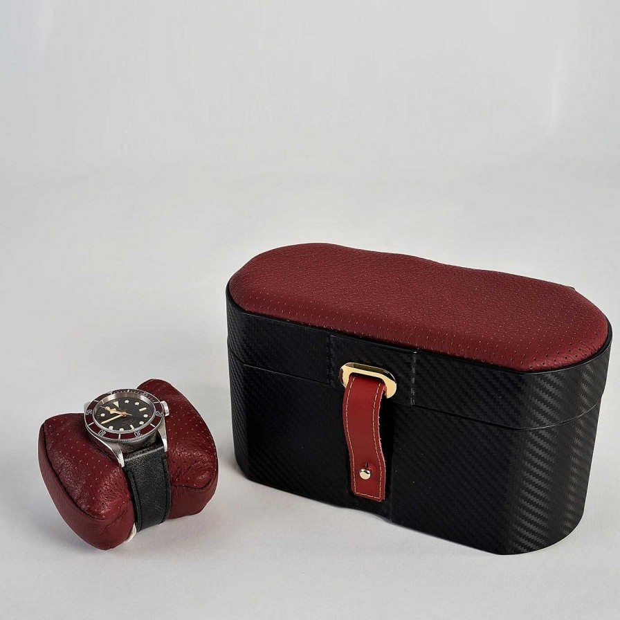 Decoration Maurizio Time Boites A Bijoux | Etui Double Mt Travel Noir Et Rouge