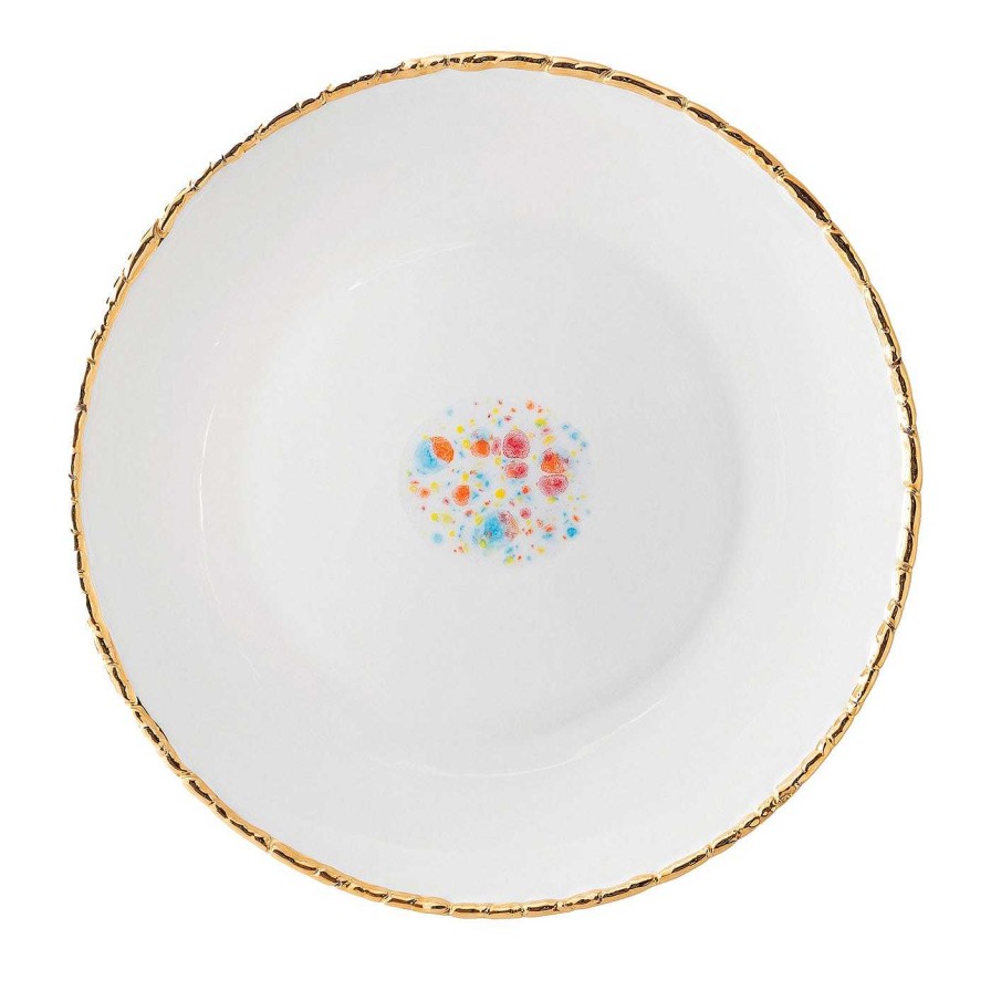 Arts De La Table Coralla Maiuri Assiettes Plates | Ensemble De 2 Assiettes A Diner Confetti Avec Bord Craquele