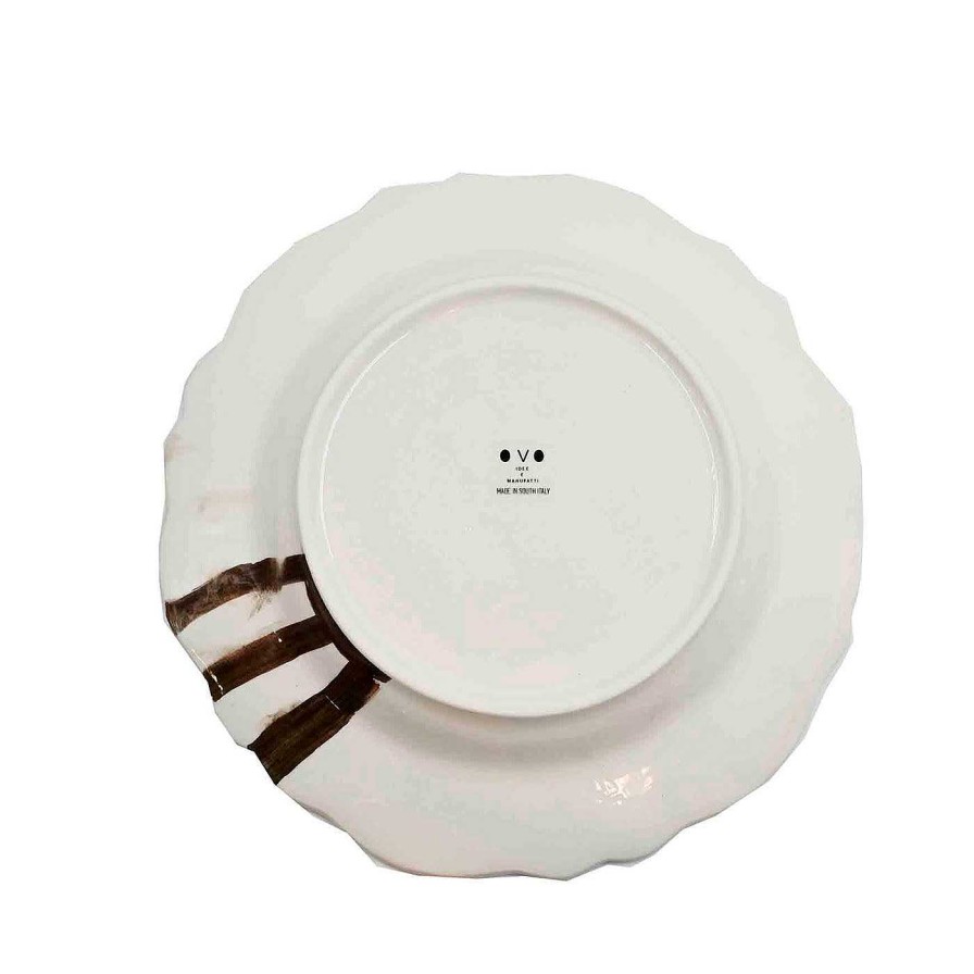 Arts De La Table Ovo - Idee e Manufatti Assiettes Plates | Set De 2 Assiettes A Diner Mustard & Brown Brushstrokes