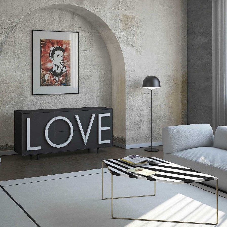 Mobilier Driade Credences | Love Grand Buffet Noir Et Gris Par Fabio Novembre