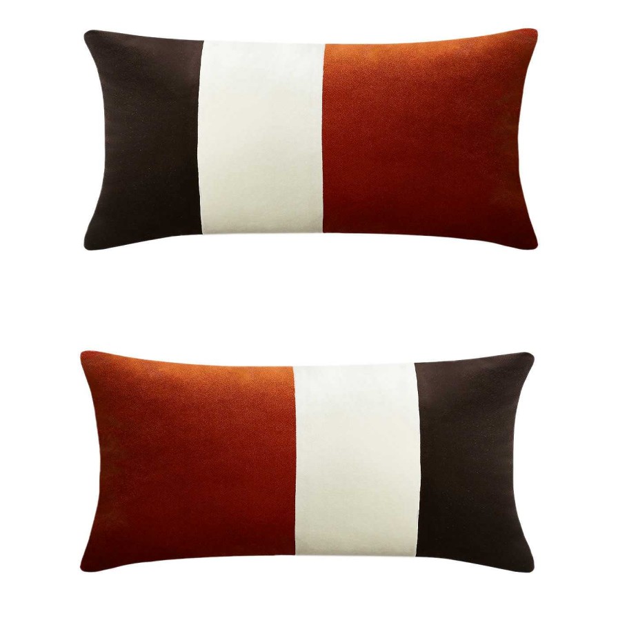 Decoration LO Decor Coussins | Set Of 2 Triple Optical Brick Red Cushion - Right Side