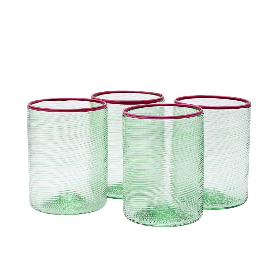 Arts De La Table Giberto Arrivabene Verres Et Gobelets | Set De 6 Verres Murano Vert Petillant