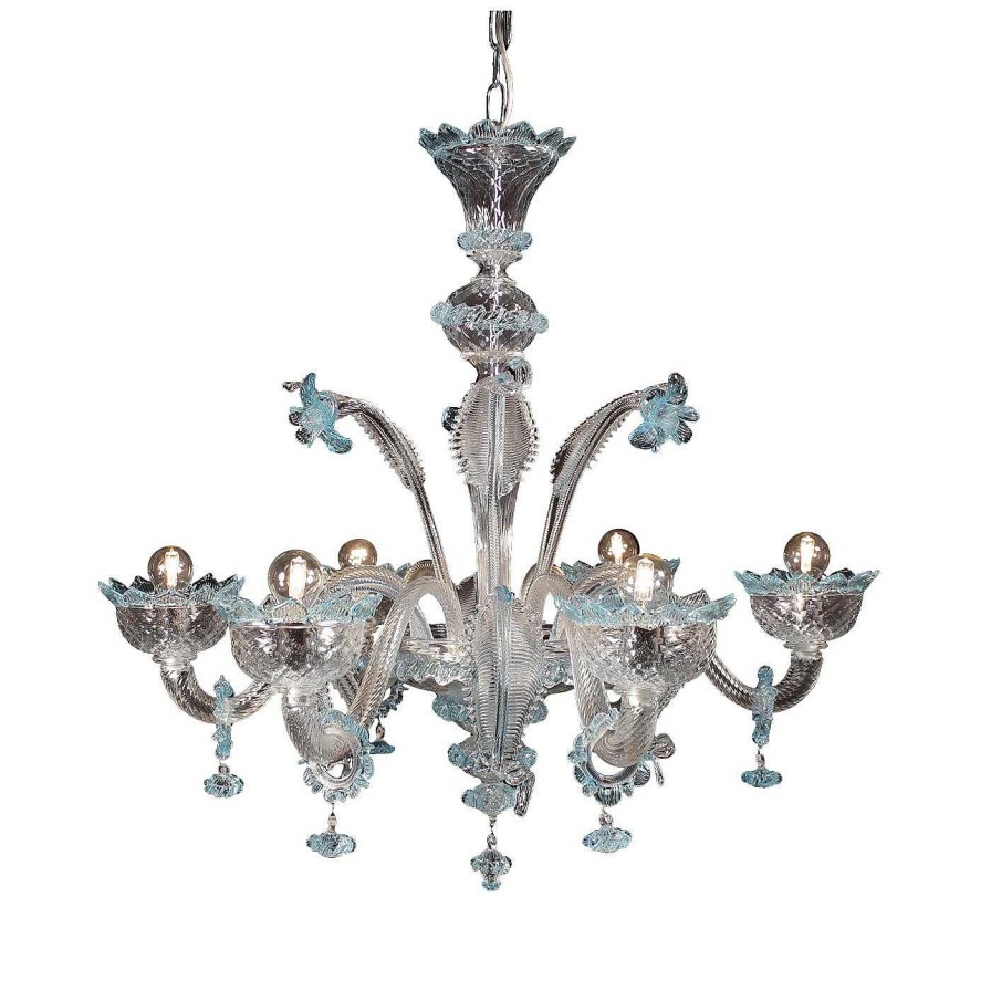 Eclairage Artemisia Chandeliers | Lustre En Verre Aigue-Marine Venier Su