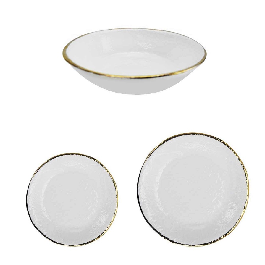 Arts De La Table Arcucci Handmade Services De Table | Preta Oro Lait Or Assiettes A Diner Set Pour 6