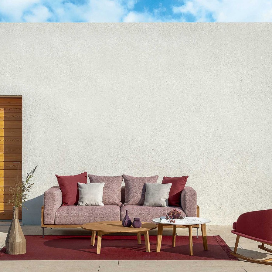 Mobilier Talenti Canapes Et Bancs D'Exterieur | Cleo Brown Accoya Wood Sofa By Marco Acerbis