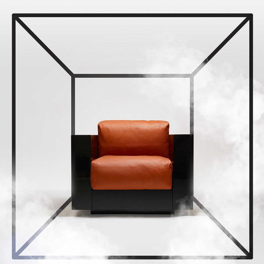 Mobilier Poltronova Fauteuils | Fauteuil Saratoga Orange Par Lella Et Massimo Vignelli