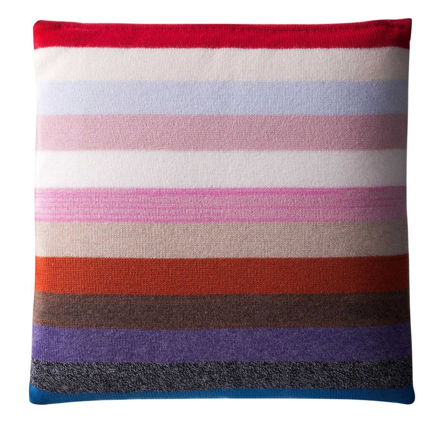 Decoration UnoCashmere Coussins | Coussin Carre A Rayures Multicolores #1