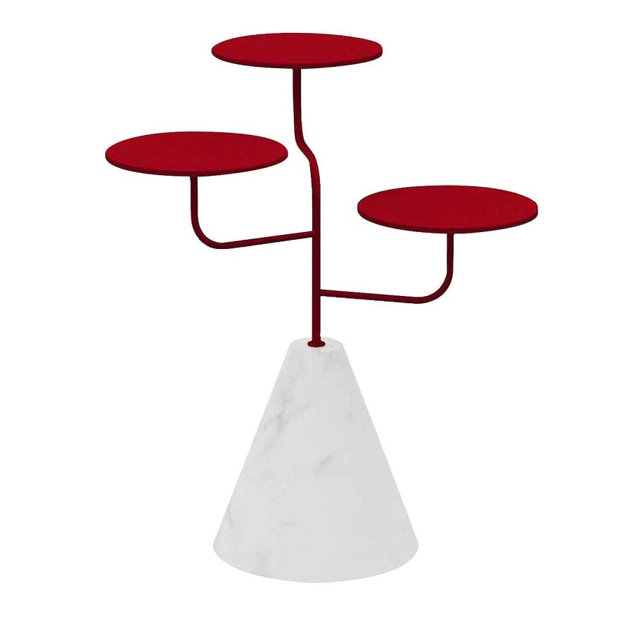 Arts De La Table Nunzia Ponsillo Plats De Service Pour Hors-D'Oeuvres | Condiviso Presentoir De Service A 3 Etages En Carrare Rouge Rubis/Blanc