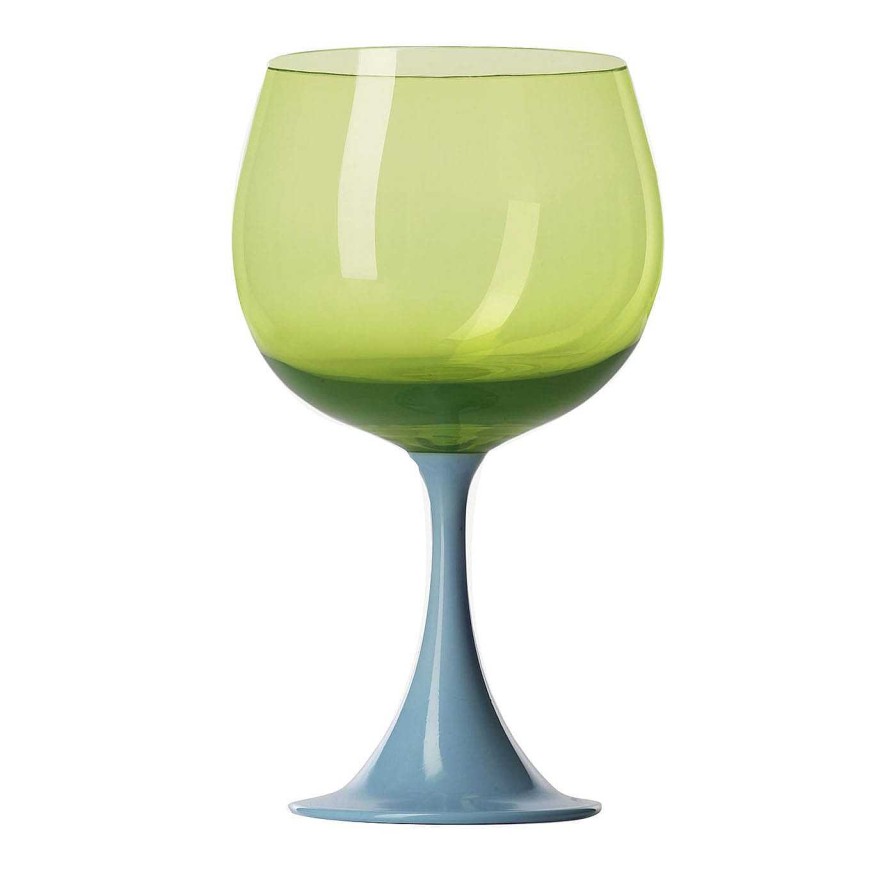 Arts De La Table NasonMoretti Verres A Vin | Verre A Pied Burlesque Vert Acide Et Bleu Clair De Stefano Marcato