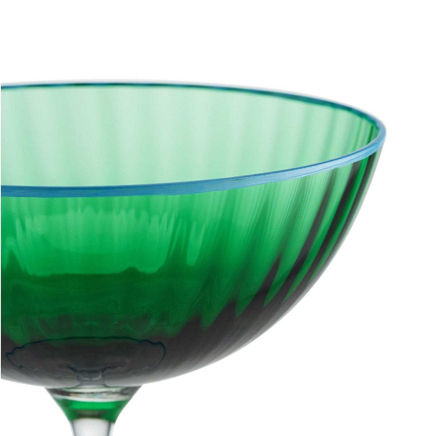 Arts De La Table Aquazzura Casa Verres A Cocktail Et Spiritueux | Ensemble De 2 Coupes A Champagne Emeraude Et Turquoise Soufflees A La Bouche