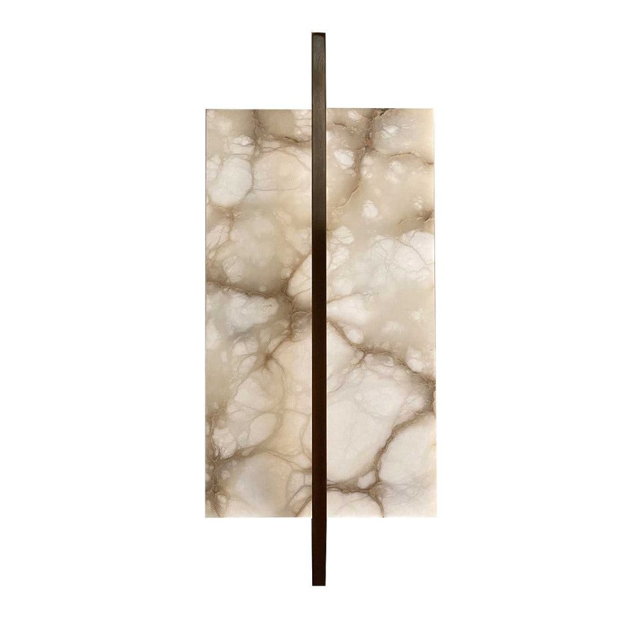 Eclairage Matlight Milano Appliques Et Lampes Murales | Applique Rectangulaire Tile Alabaster Et Bronze