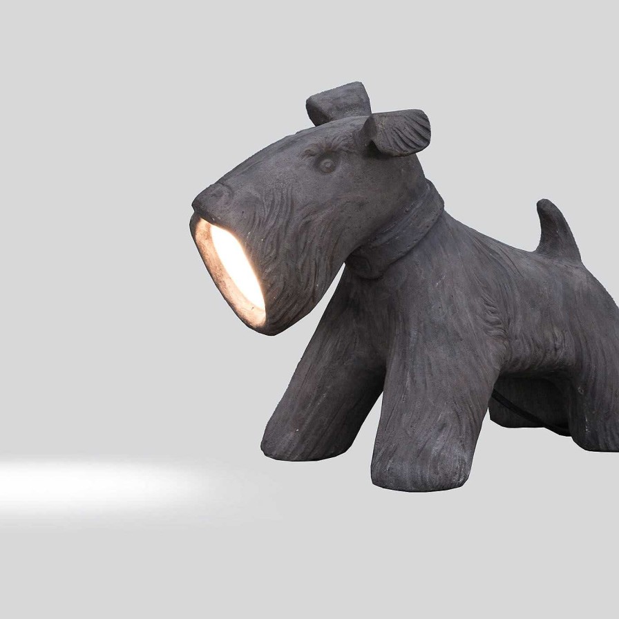 Eclairage Toscot Lampes De Table Pour L'Exterieur | Jule - Lampe De Jardin Pour Chien En Ceramique - Gris