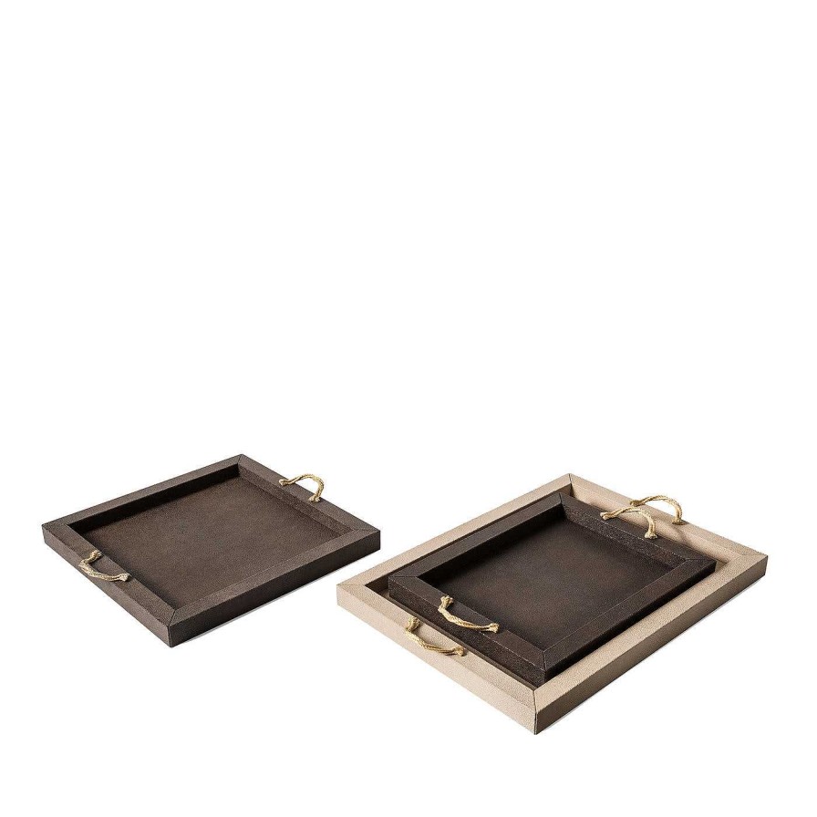 Arts De La Table Pinetti Plateaux | Petit Plateau Rectangulaire Thalia Avec Or 24K