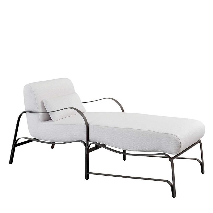 Mobilier Officina Ciani Chaises Longues Et Transats D'Exterieur | Chaise Longue Amalfi Blanche Et Grise Par Studio 63