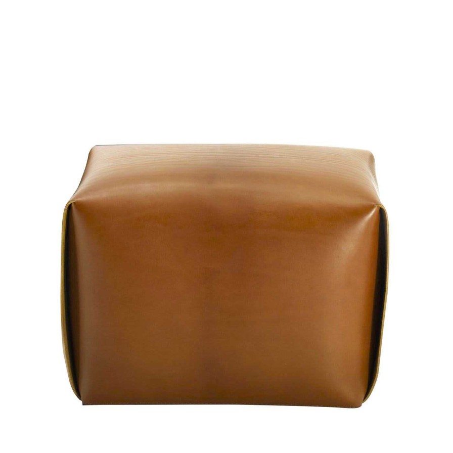 Mobilier Tonucci Collection Ottomans Et Poufs | Pouf En Cuir Naturel Bao De Viola Tonucci