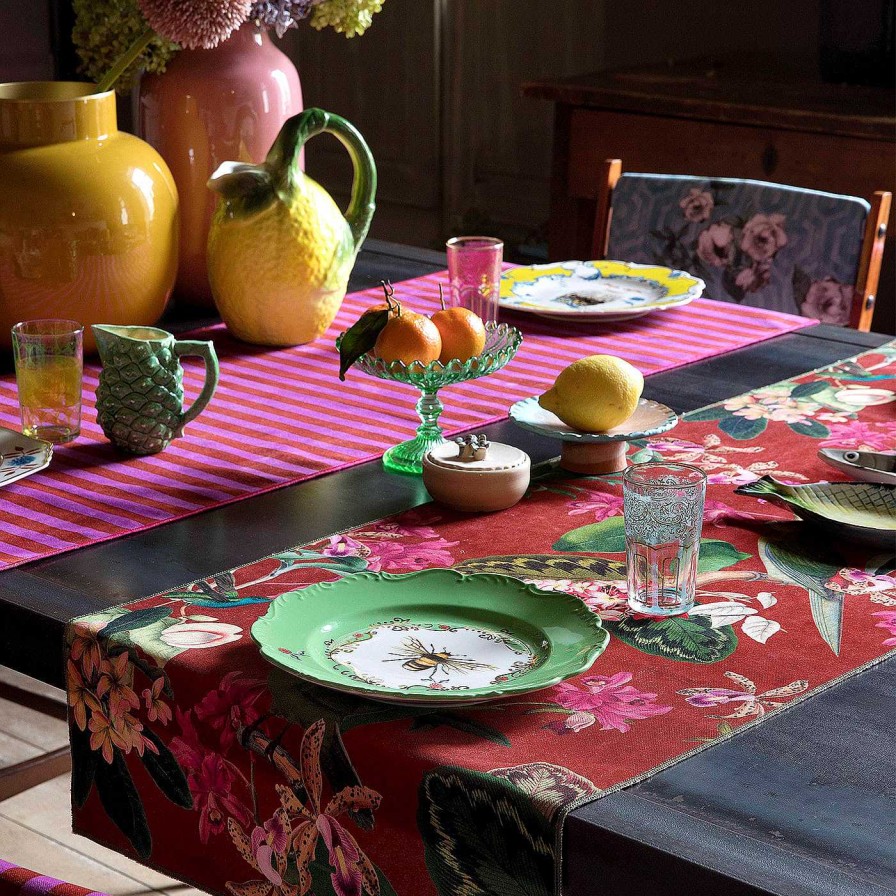 Arts De La Table Carlotta Oddone Chemins De Table | Chemin De Table Raye Magenta Et Rouge