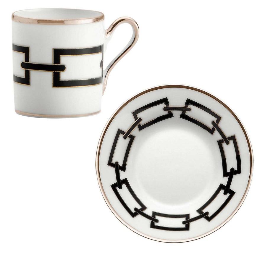 Arts De La Table GINORI 1735 Tasses A Cafe Et A The | Catene Nero Set Of 2 Espresso Cups And Saucers By Gio Ponti