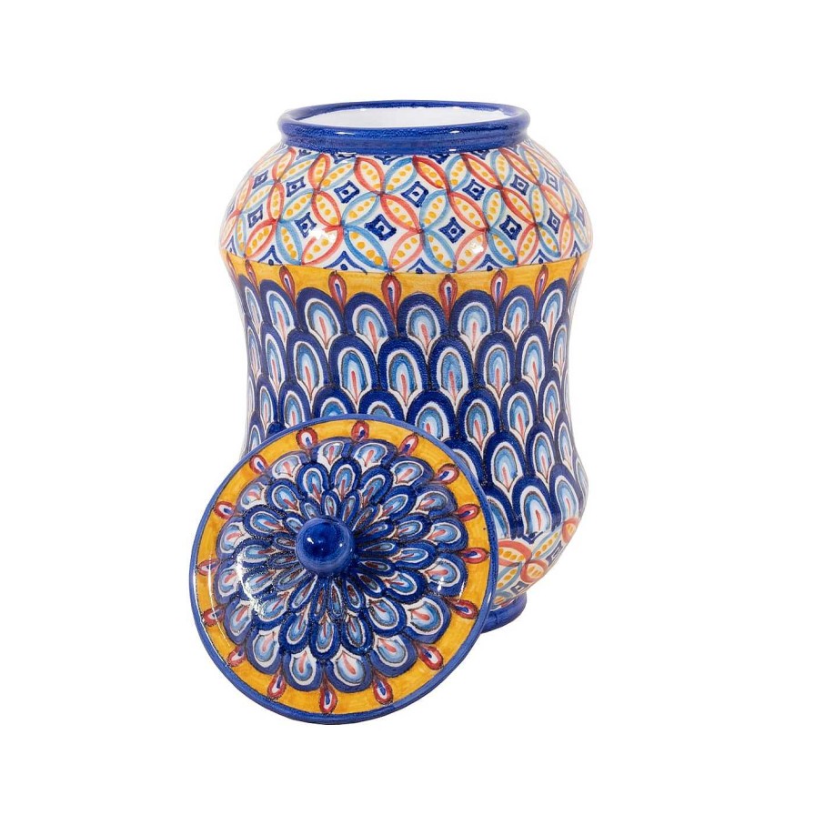 Decoration Sbigoli Terrecotte Firenze Vases Avec Couvercles | Vase Pavone Flores Avec Couvercle Par Lorenza Adami