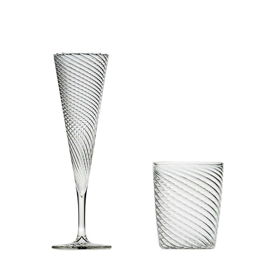 Arts De La Table Casarialto Verrerie | Set De Flutes Et Verres A Eau Mille Righe Pour Six Personnes