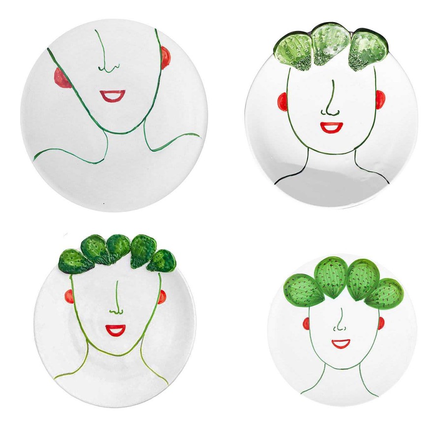 Arts De La Table Patrizia Italiano Services De Table | Carmelina Street Vendor Of Prickly Pears Set Of 4 Plates