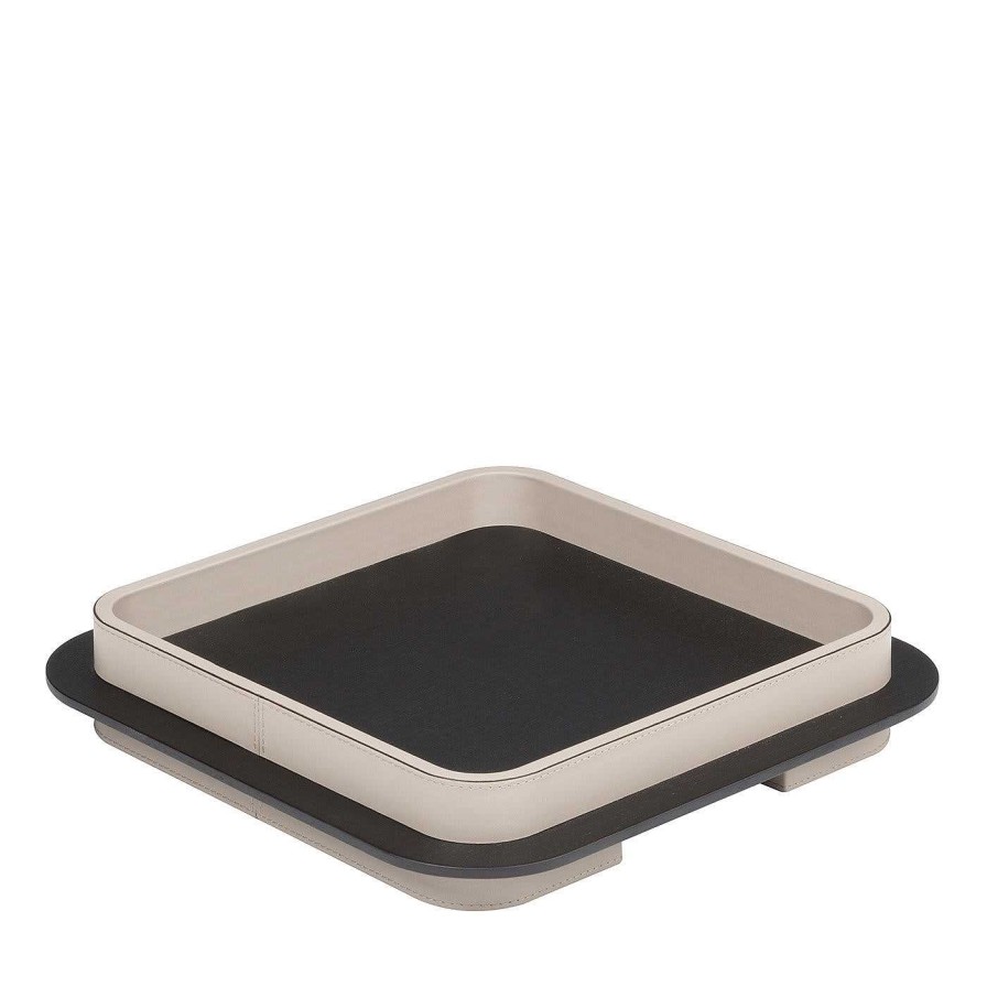 Arts De La Table Giobagnara Plateaux | Lloyd Square Tray N. 3 Avec Cadre Ivoire