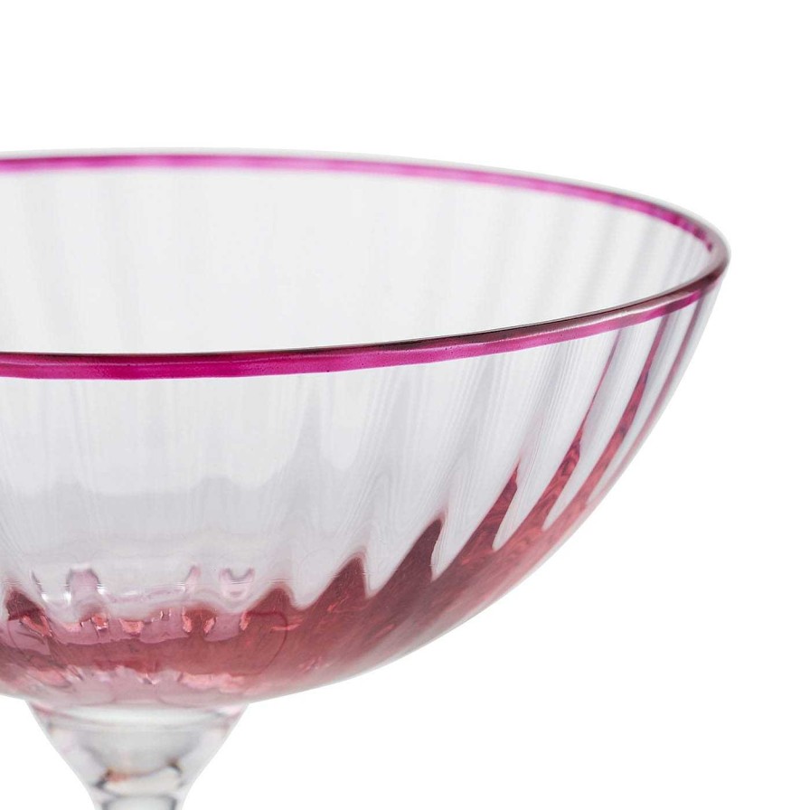 Arts De La Table Aquazzura Casa Verres A Cocktail Et Spiritueux | Ensemble De 2 Coupes A Champagne En Amethyste Et Rose Soufflees A La Bouche