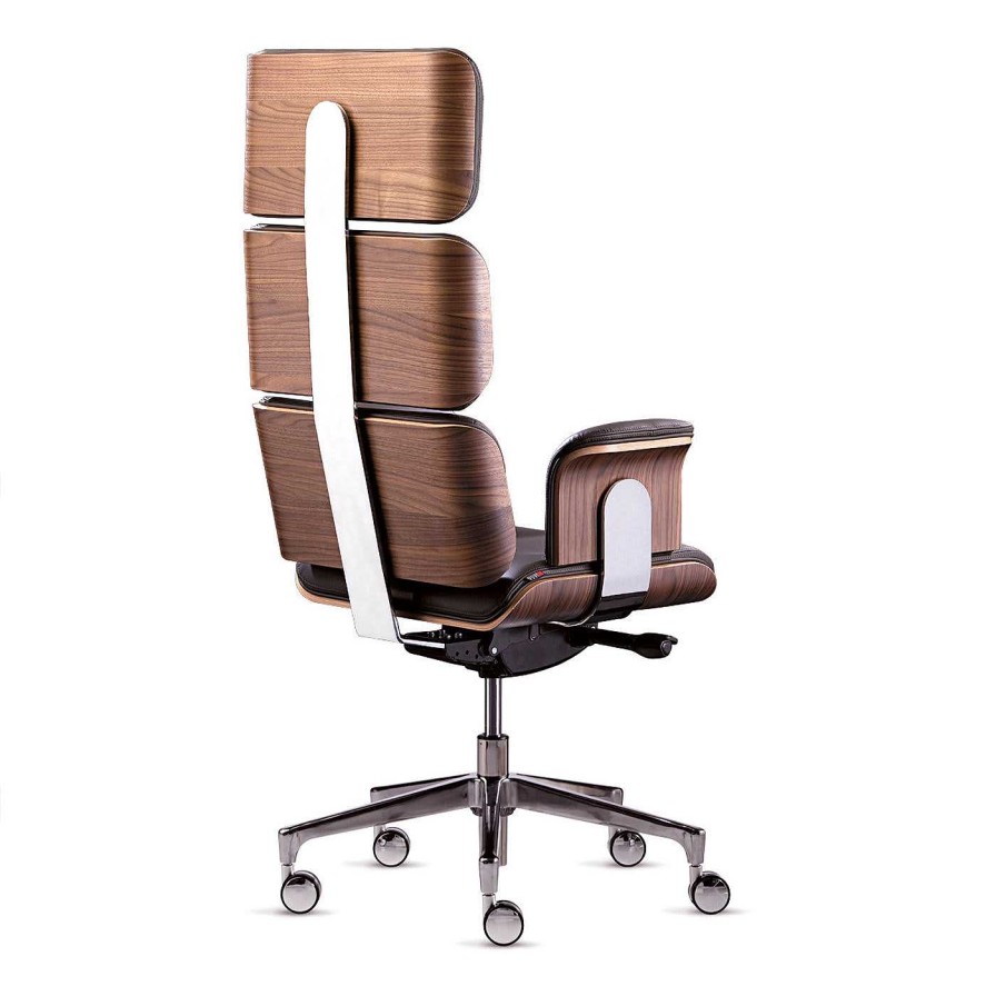 Mobilier Altek Italia Design Chaises De Bureau | Armadillo 1 Fauteuil De Bureau Pivotant A Haut Dossier Brun Fonce Par Rainer Bachschmid