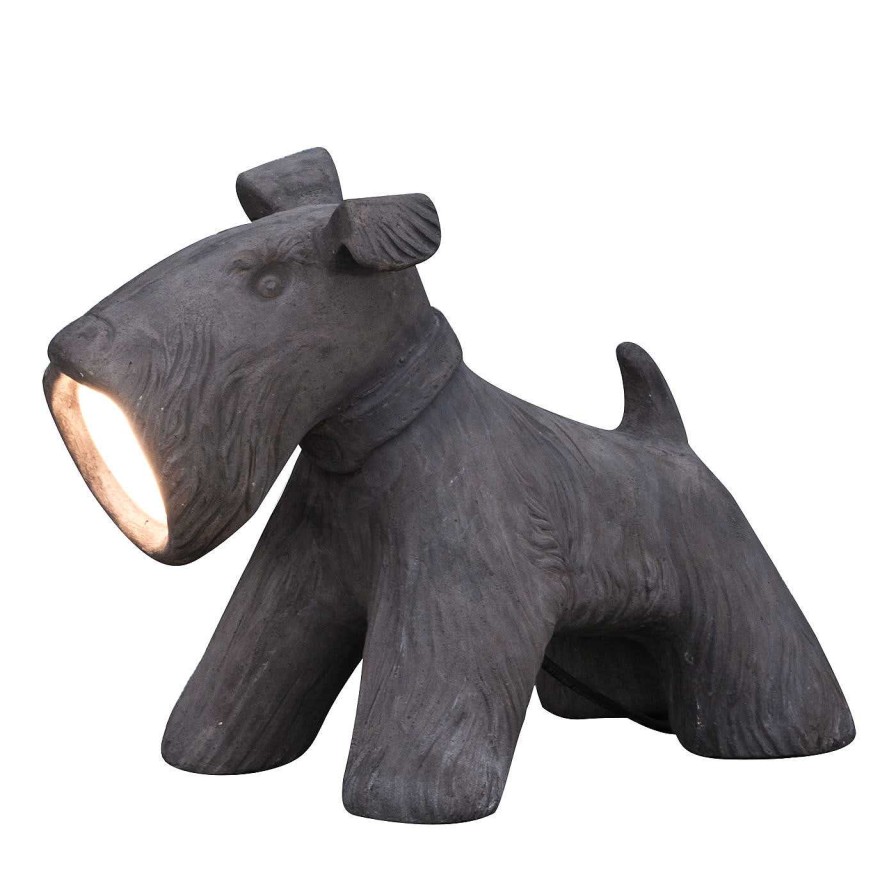 Eclairage Toscot Lampes De Table Pour L'Exterieur | Jule - Lampe De Jardin Pour Chien En Ceramique - Gris