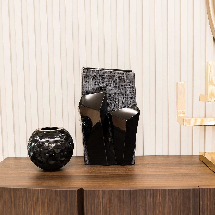 Decoration Mario Cioni & C Vases Decoratifs | Vase Noir Tondo Doni Metropolis