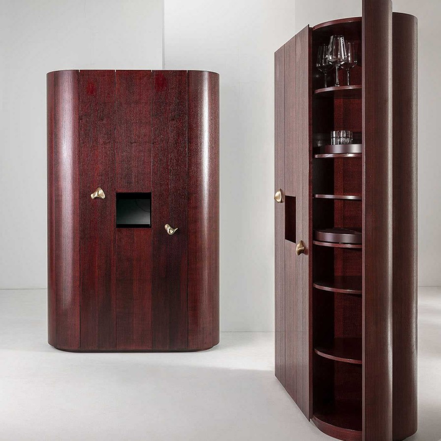 Mobilier Laura Meroni Bars | Armoire Haute A 4 Portes En Gomme-Laque A Cotes Incurves