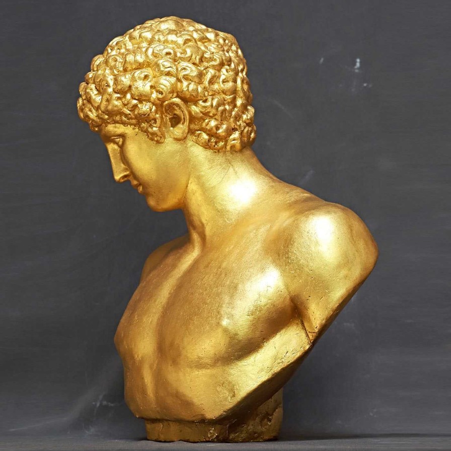 Decoration Galleria Romanelli Sculptures Decoratives | Antinoo Sculpture En Platre Dore