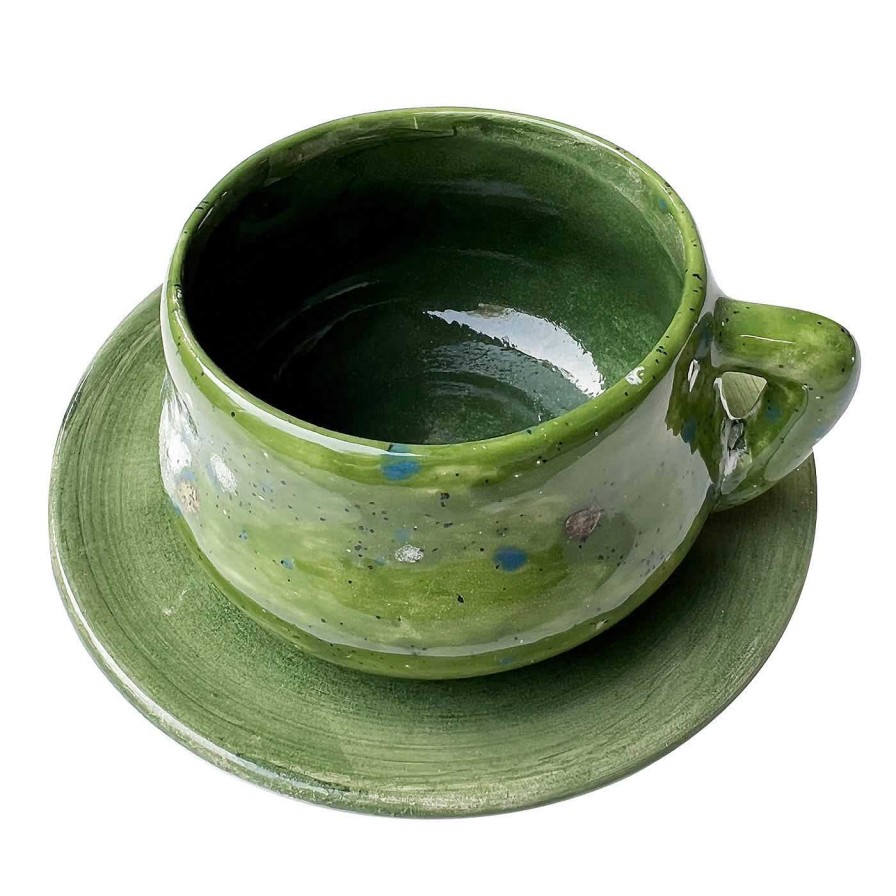 Arts De La Table Giovanna La Falce Tasses A Cafe Et A The | Tasse A Espresso Et Soucoupe Vert Kiwi