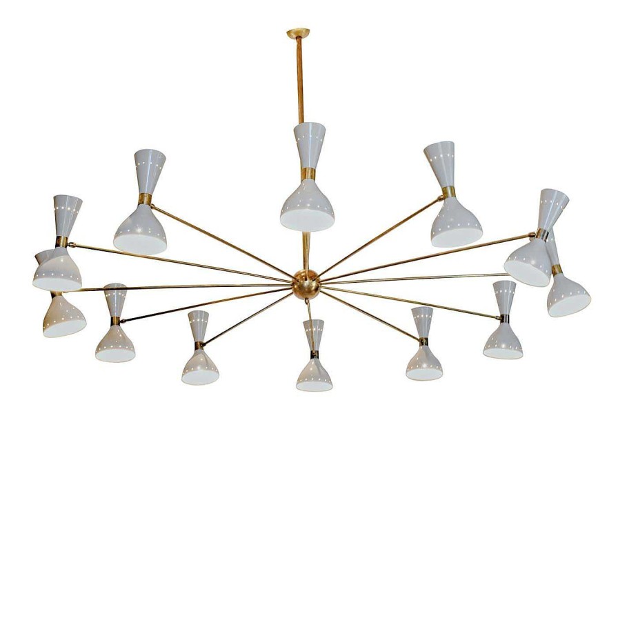 Eclairage Silvio Piattelli Chandeliers | Simmeetrico Lustre En Laiton A 12 Branches