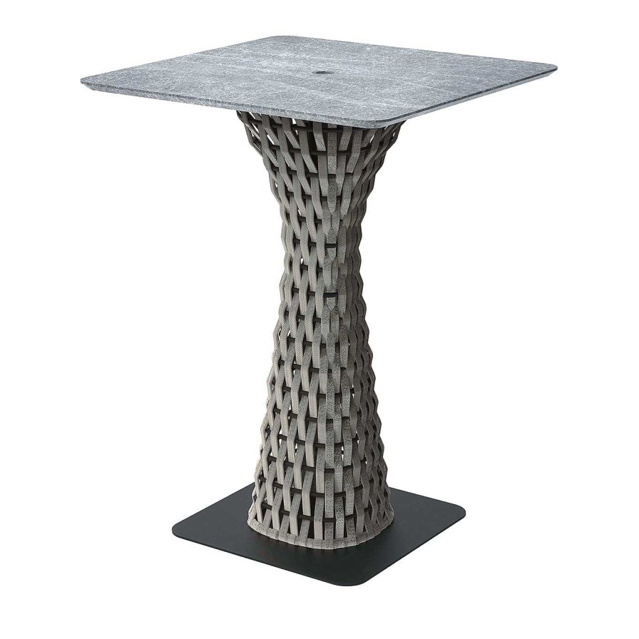 Mobilier Giorgio Collection Tables D'Exterieur | Table De Bar D'Exterieur Grise A Plateau En Pierre